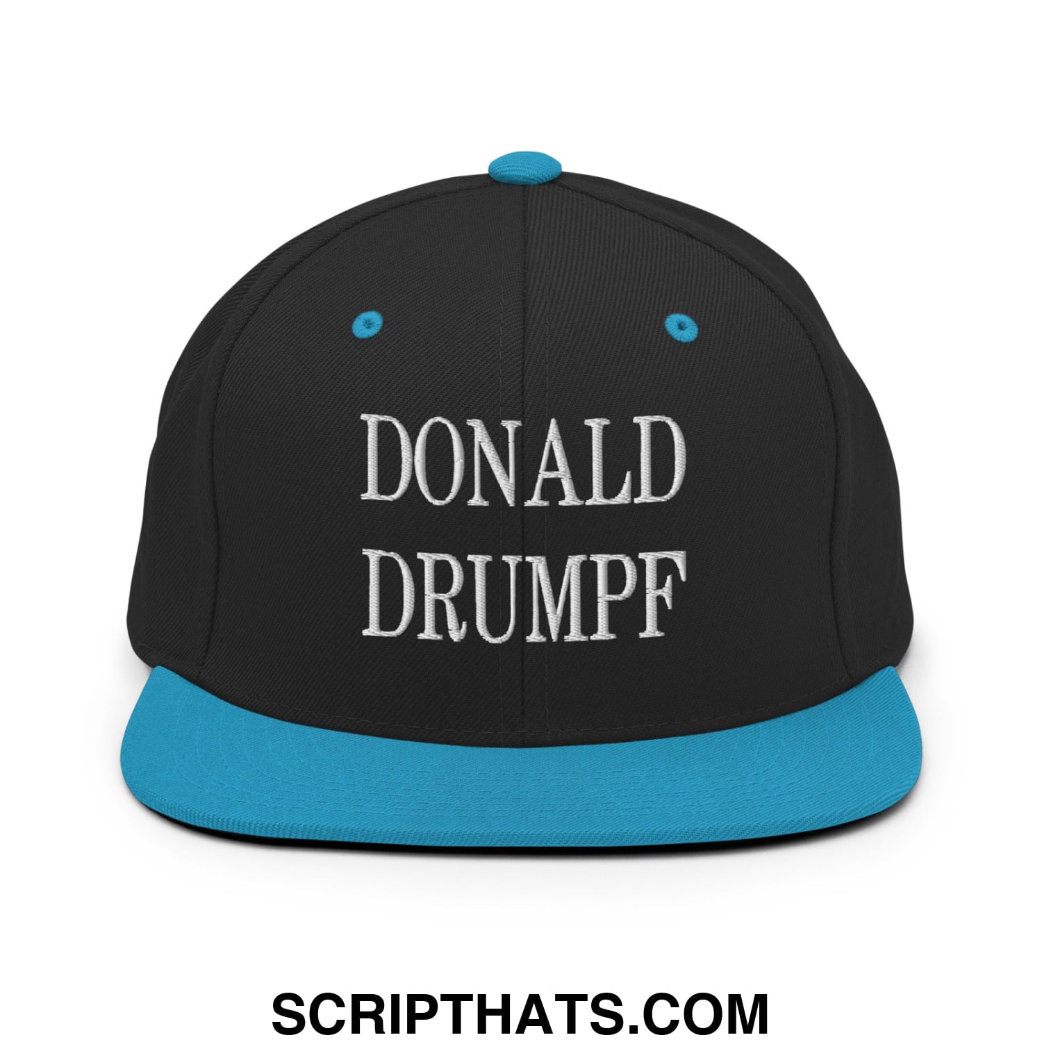 Donald Drumpf Embroidered Flat Bill Brim Snapback Hat Black Teal