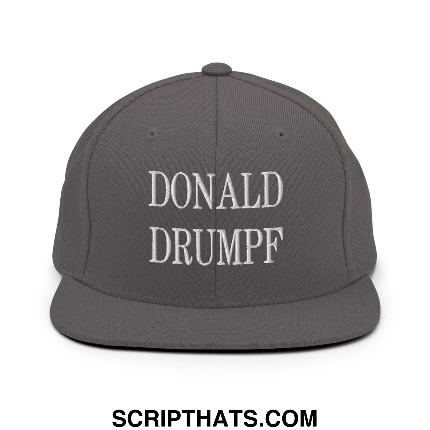 Donald Drumpf Embroidered Flat Bill Brim Snapback Hat Dark Grey
