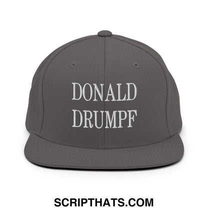 Donald Drumpf Embroidered Flat Bill Brim Snapback Hat Dark Grey