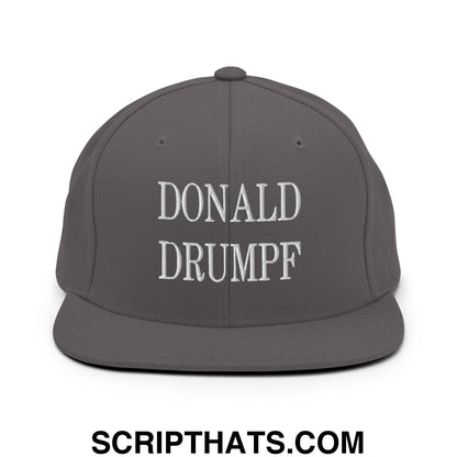 Donald Drumpf Embroidered Flat Bill Brim Snapback Hat Dark Grey