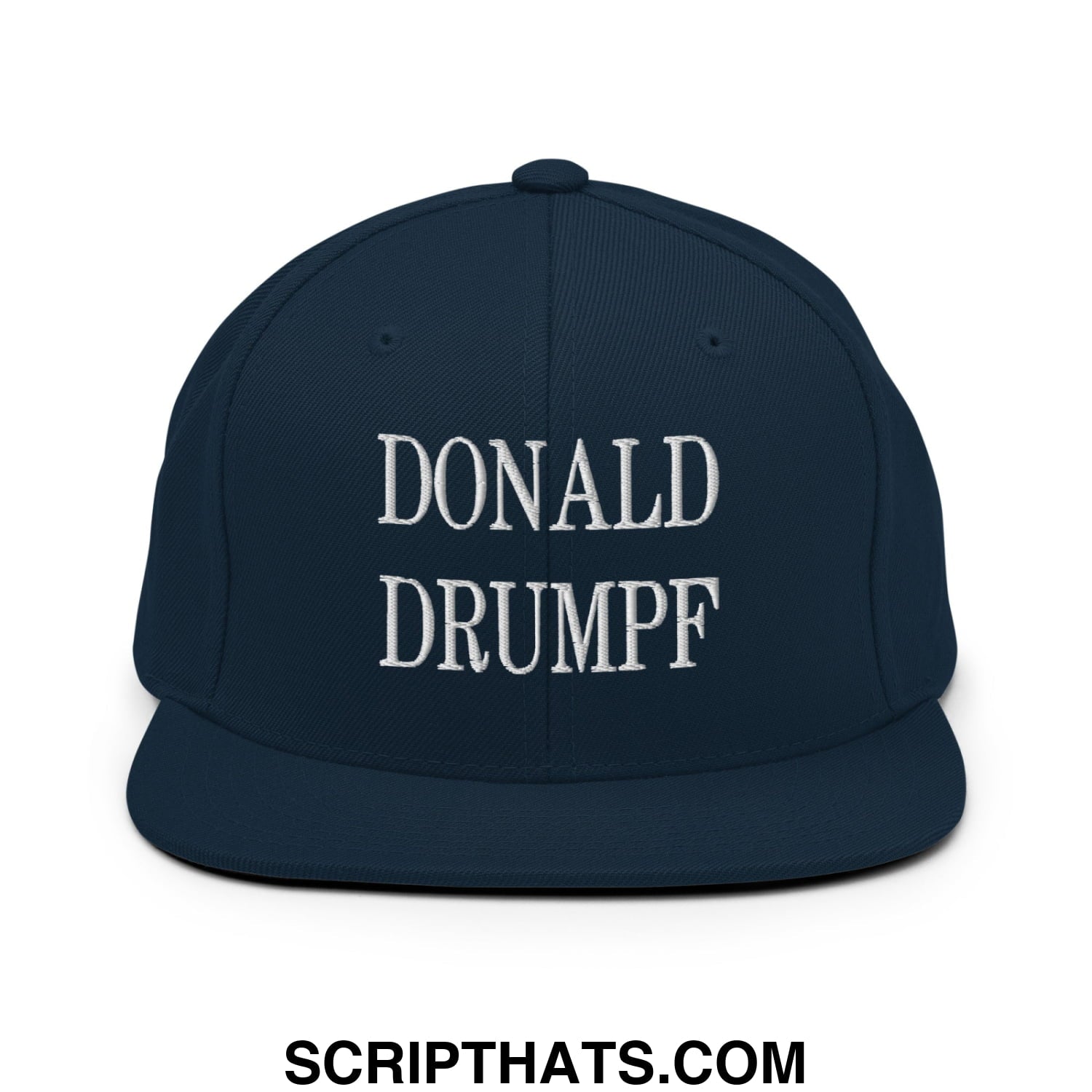 Donald Drumpf Embroidered Flat Bill Brim Snapback Hat Dark Navy