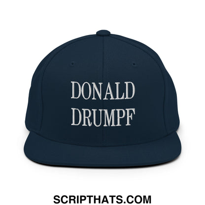 Donald Drumpf Embroidered Flat Bill Brim Snapback Hat Dark Navy