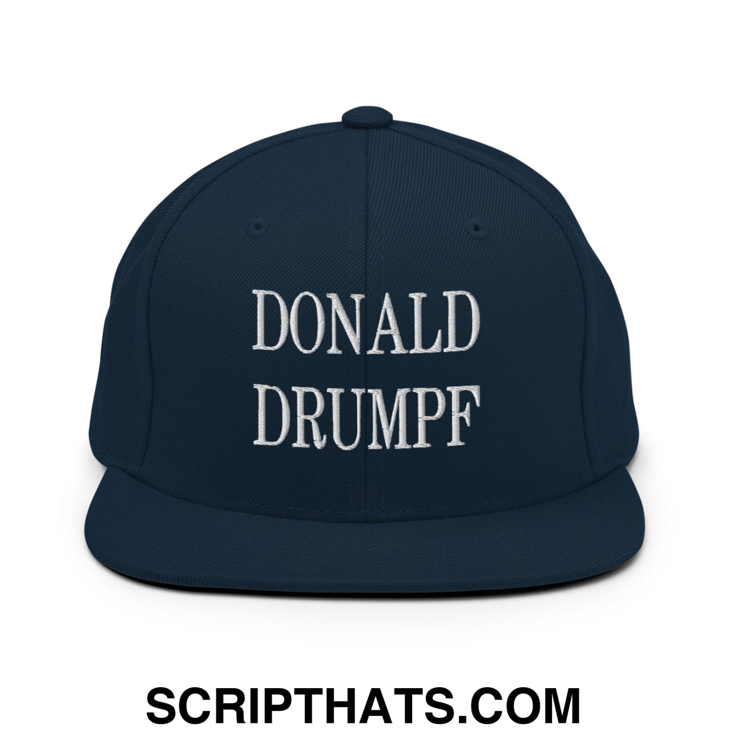 Donald Drumpf Embroidered Flat Bill Brim Snapback Hat Dark Navy