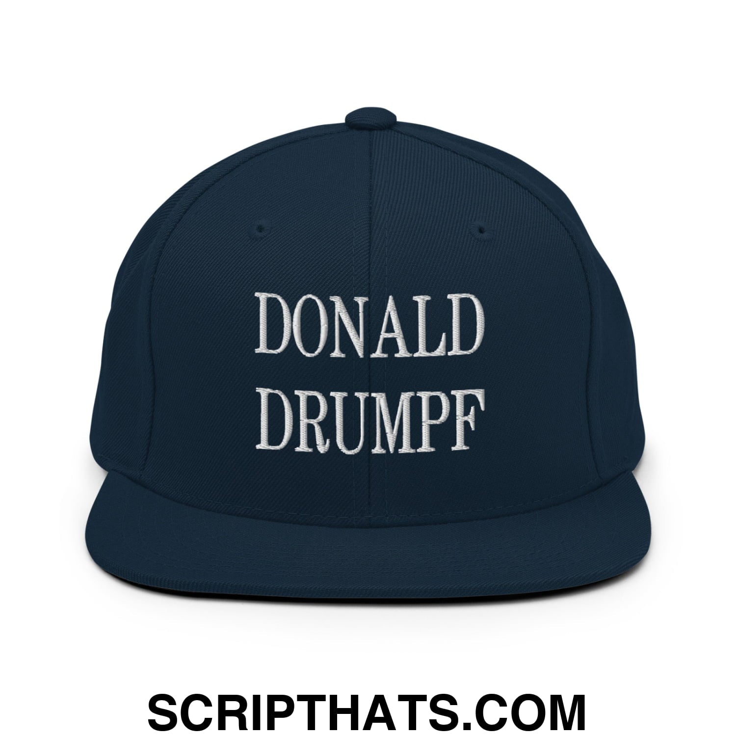 Donald Drumpf Embroidered Flat Bill Brim Snapback Hat Dark Navy