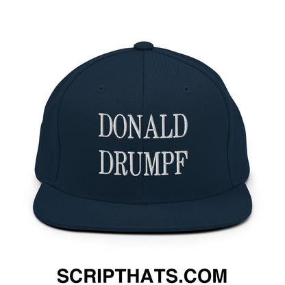 Donald Drumpf Embroidered Flat Bill Brim Snapback Hat Dark Navy