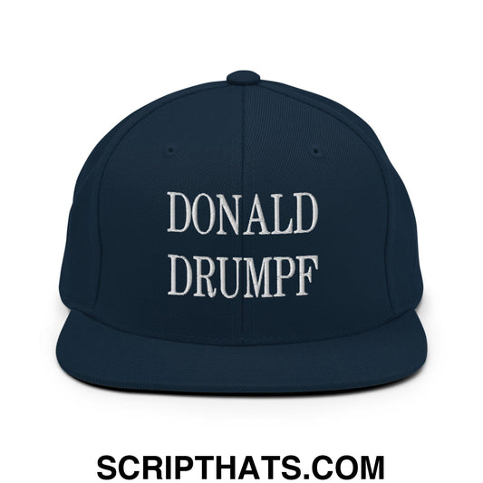 Donald Drumpf Embroidered Flat Bill Brim Snapback Hat Dark Navy