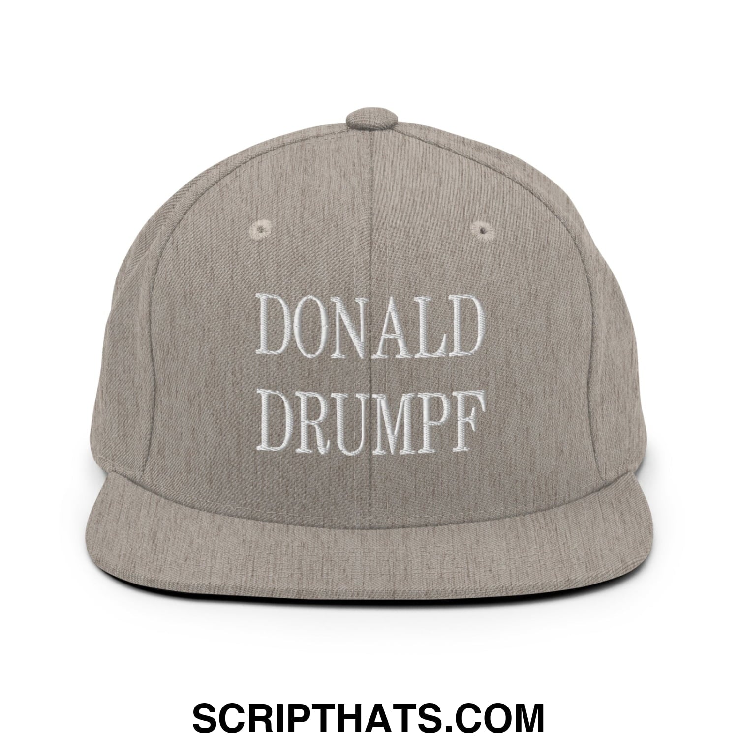 Donald Drumpf Embroidered Flat Bill Brim Snapback Hat Heather Grey