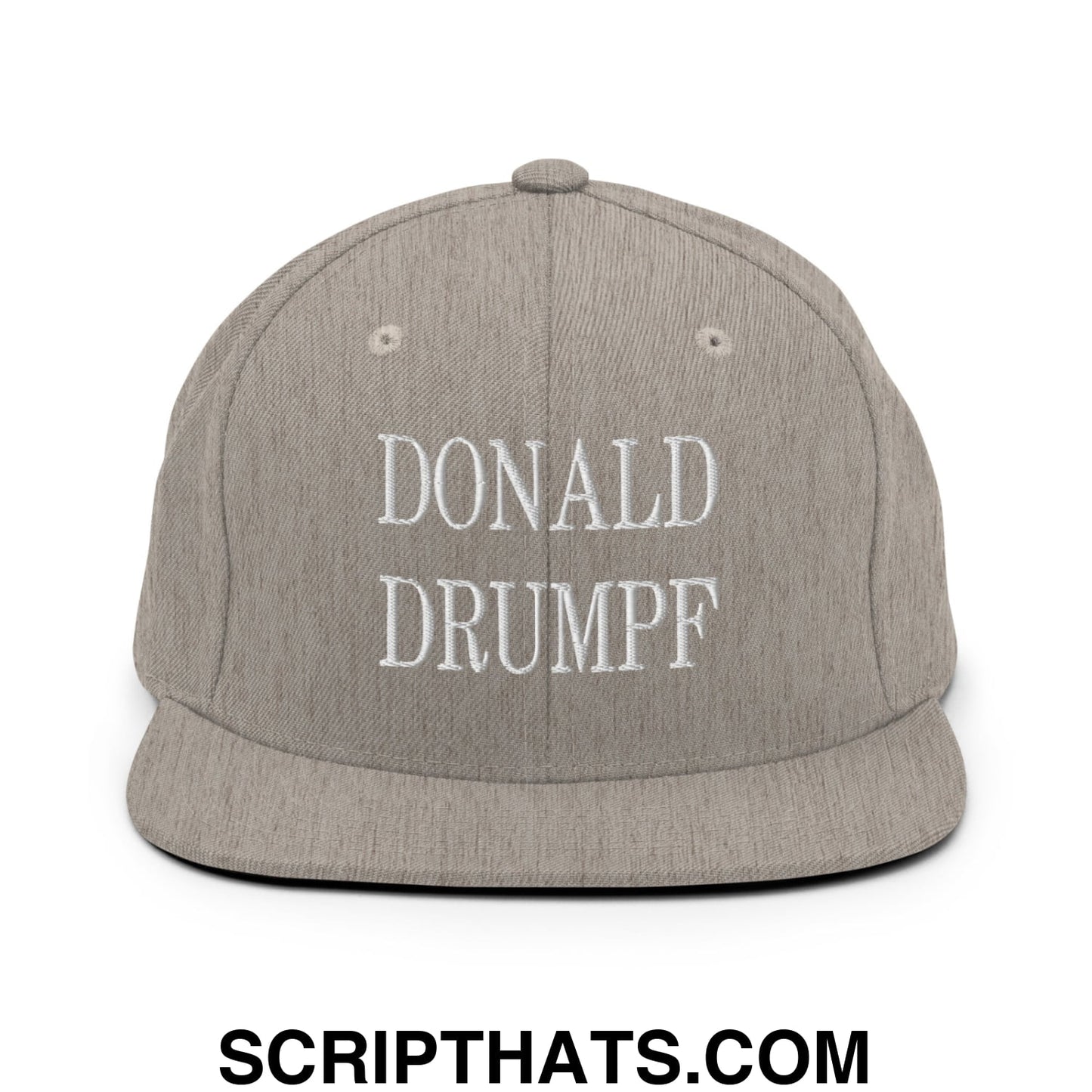 Donald Drumpf Embroidered Flat Bill Brim Snapback Hat Heather Grey