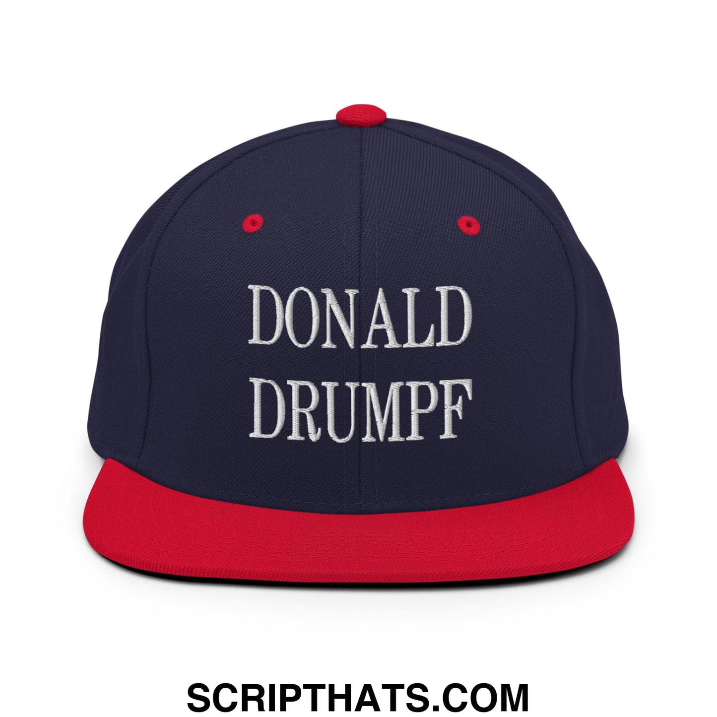 Donald Drumpf Embroidered Flat Bill Brim Snapback Hat Navy Red