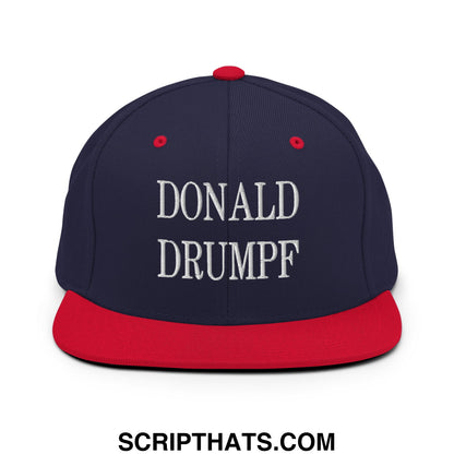 Donald Drumpf Embroidered Flat Bill Brim Snapback Hat Navy Red