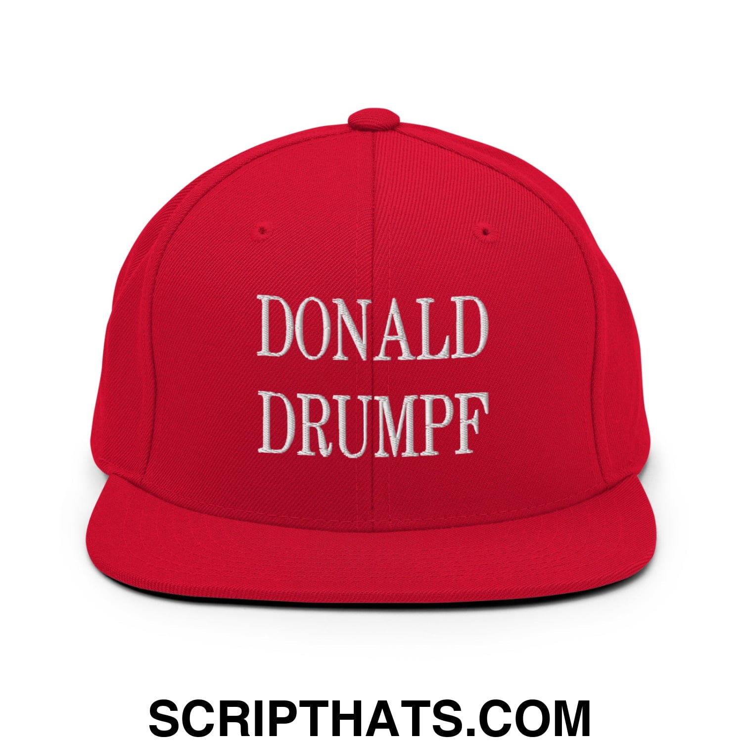 Donald Drumpf Embroidered Flat Bill Brim Snapback Hat Red