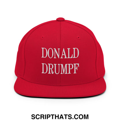 Donald Drumpf Embroidered Flat Bill Brim Snapback Hat Red