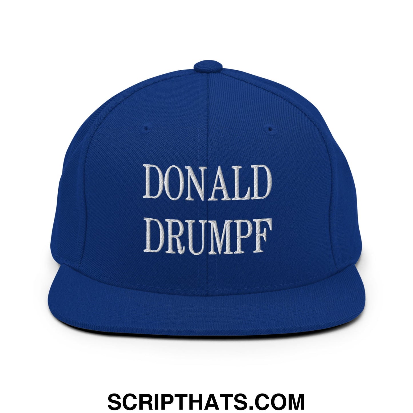 Donald Drumpf Embroidered Flat Bill Brim Snapback Hat Royal Blue