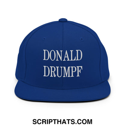 Donald Drumpf Embroidered Flat Bill Brim Snapback Hat Royal Blue