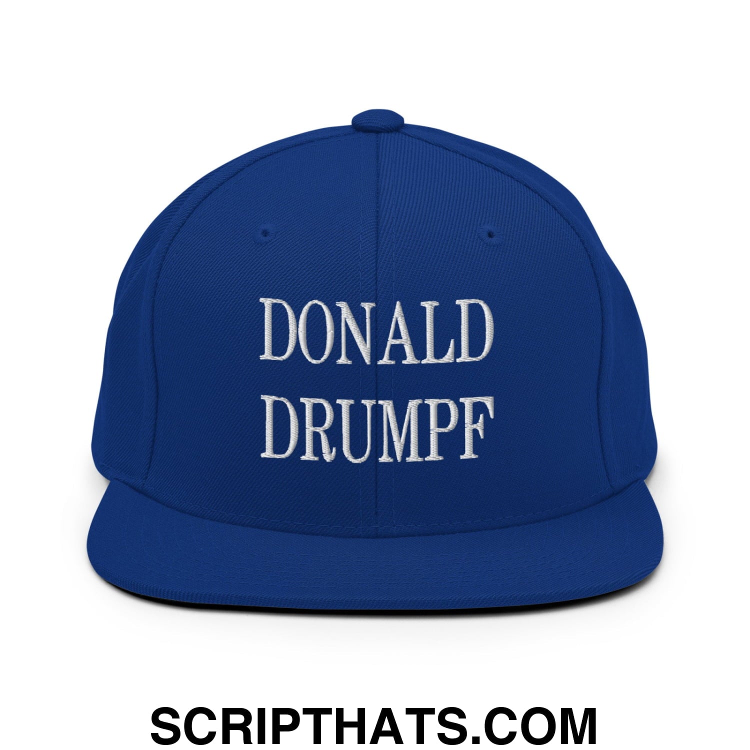 Donald Drumpf Embroidered Flat Bill Brim Snapback Hat Royal Blue