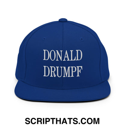 Donald Drumpf Embroidered Flat Bill Brim Snapback Hat Royal Blue