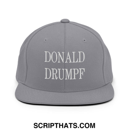 Donald Drumpf Embroidered Flat Bill Brim Snapback Hat Silver