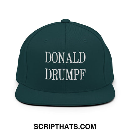 Donald Drumpf Embroidered Flat Bill Brim Snapback Hat Spruce