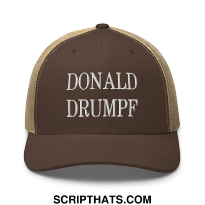 Donald Drumpf Embroidered Mesh Trucker Hat Brown Khaki