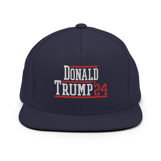 Donald Trump 2024 Flat Bill Brim Snapback Hat Navy
