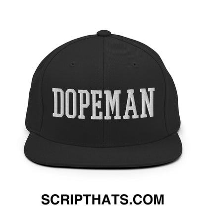 Dopeman Embroidered Flat Bill Brim Snapback Hat Black