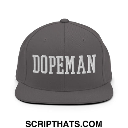 Dopeman Embroidered Flat Bill Brim Snapback Hat Dark Grey