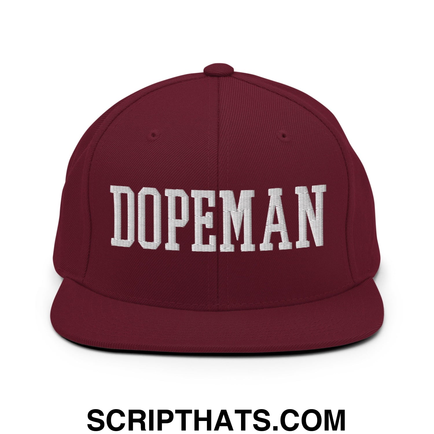Dopeman Embroidered Flat Bill Brim Snapback Hat Maroon