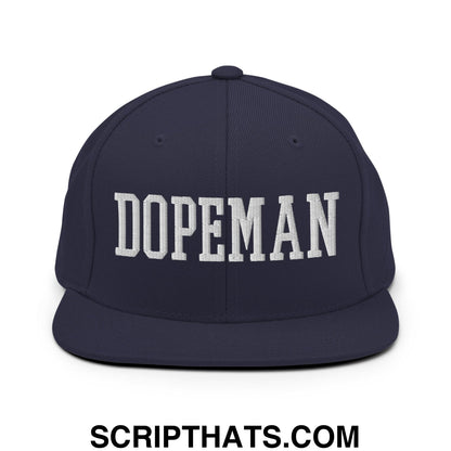 Dopeman Embroidered Flat Bill Brim Snapback Hat Navy