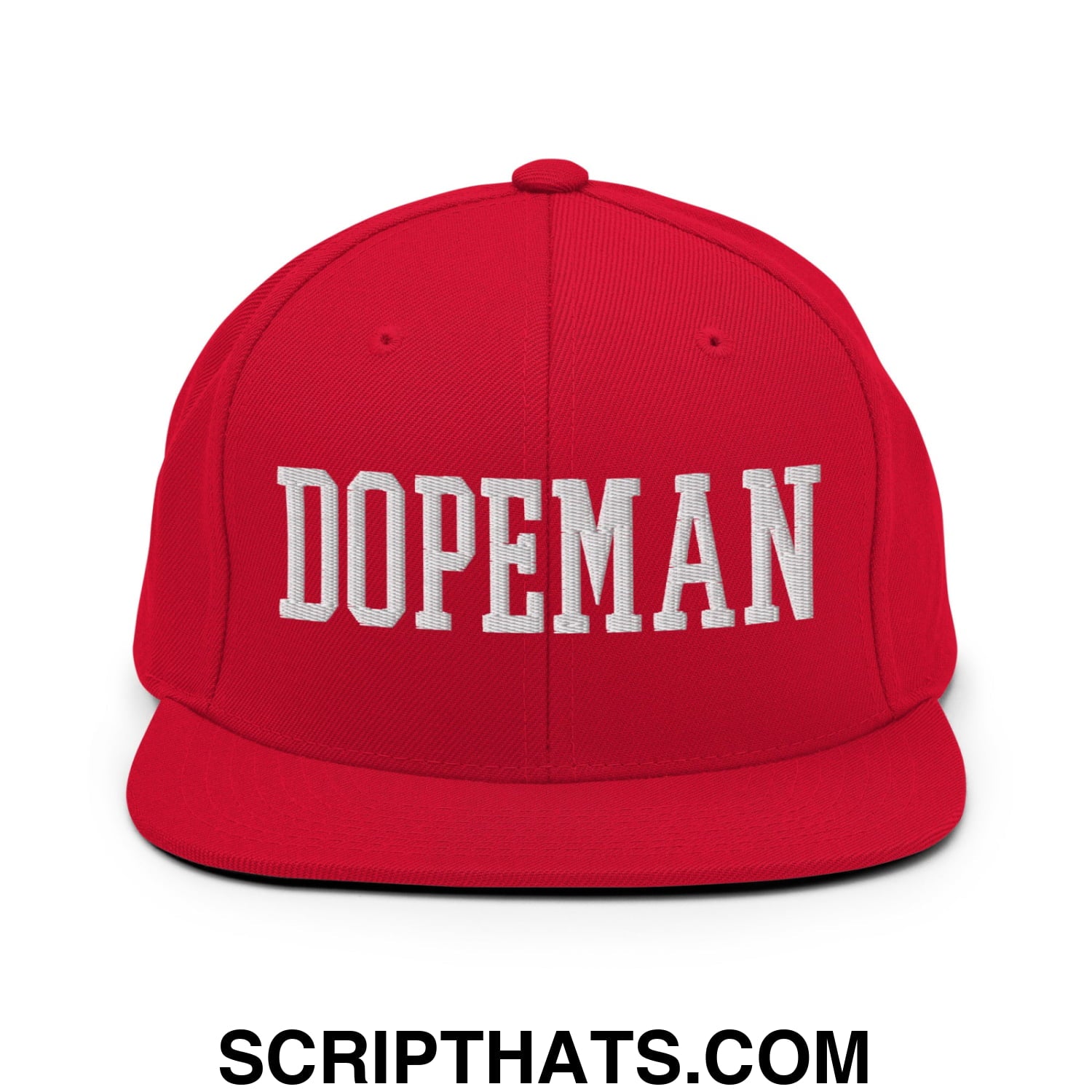 Dopeman Embroidered Flat Bill Brim Snapback Hat Red