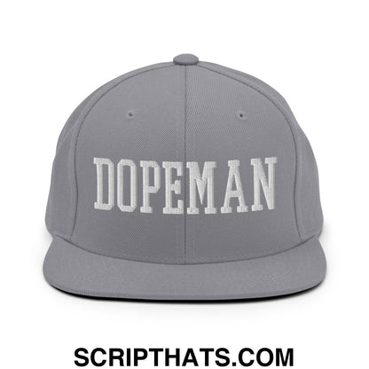 Dopeman Embroidered Flat Bill Brim Snapback Hat Silver