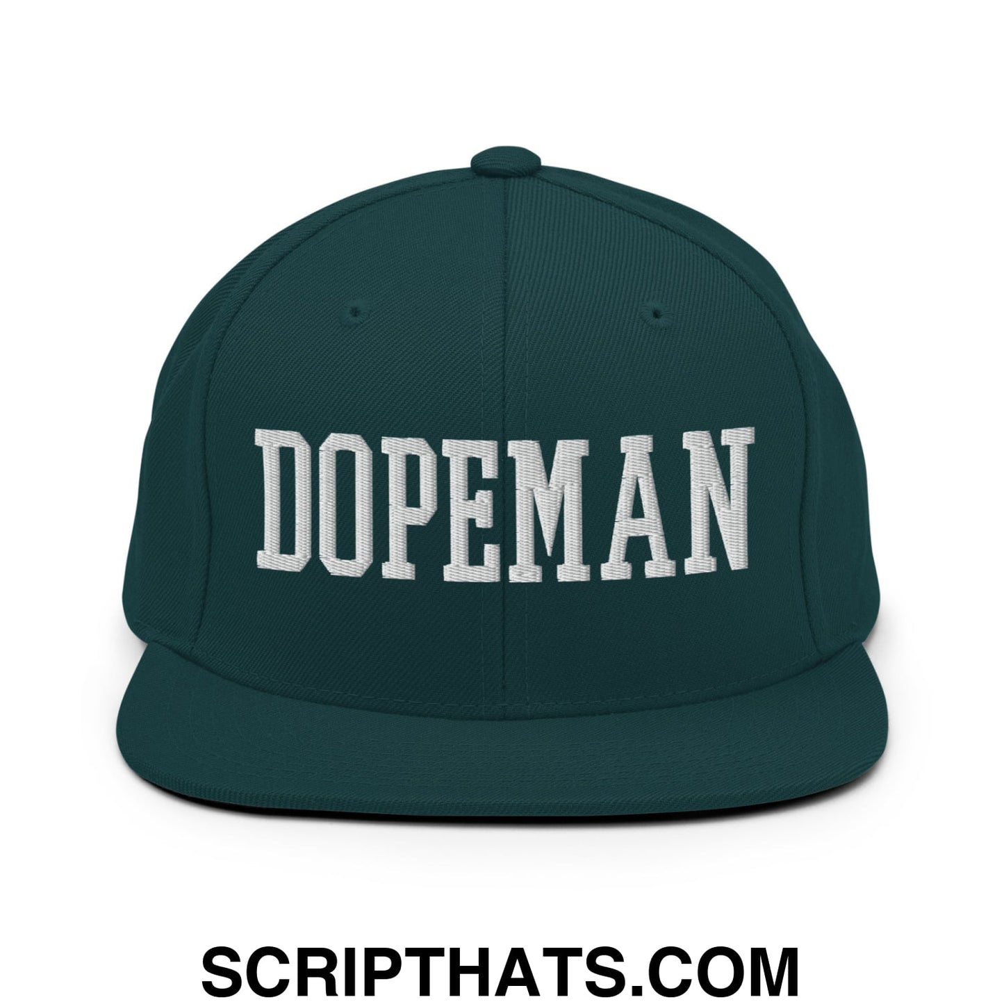 Dopeman Embroidered Flat Bill Brim Snapback Hat Spruce