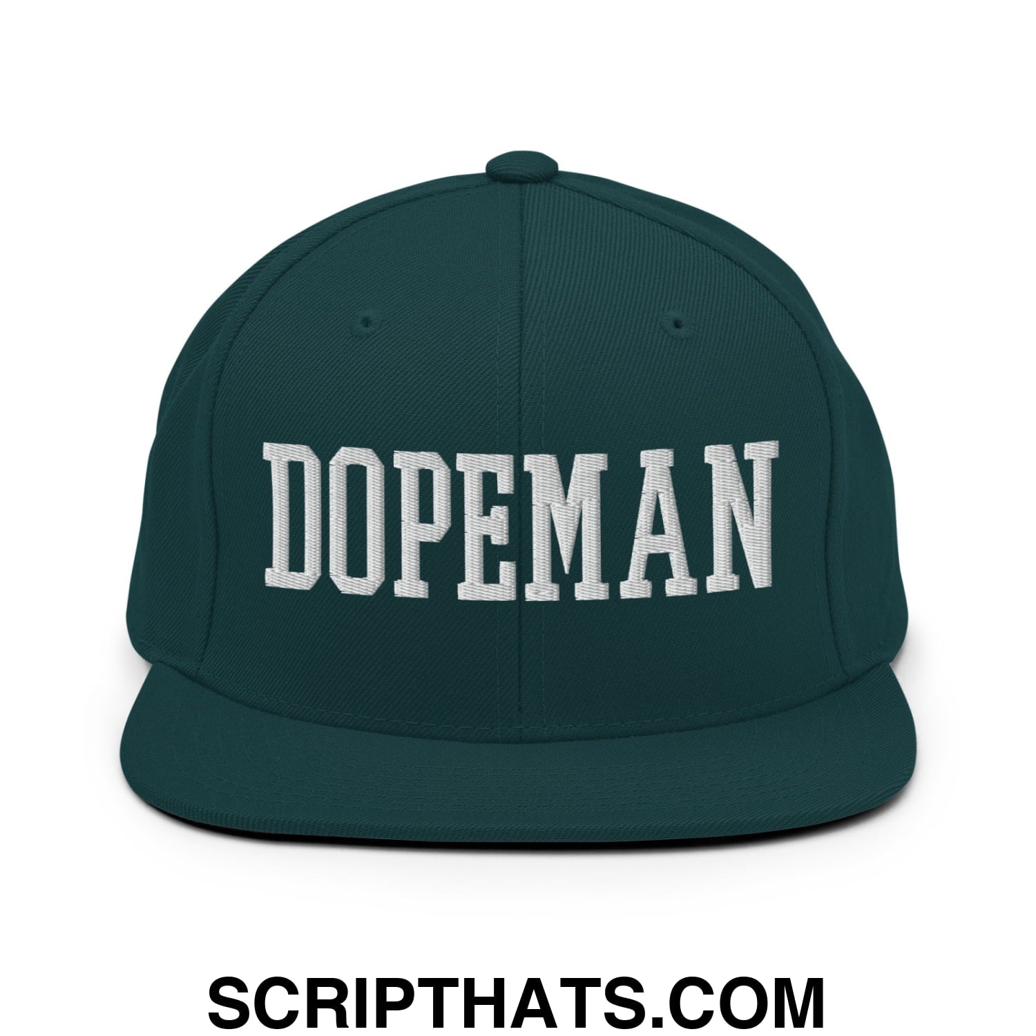 Dopeman Embroidered Flat Bill Brim Snapback Hat Spruce