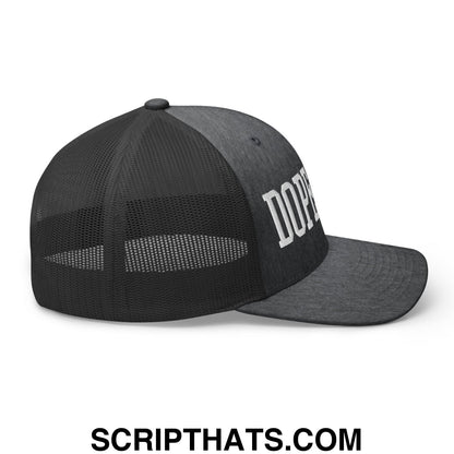 Dopeman Embroidered Mesh Trucker Hat Dark Heather Gray