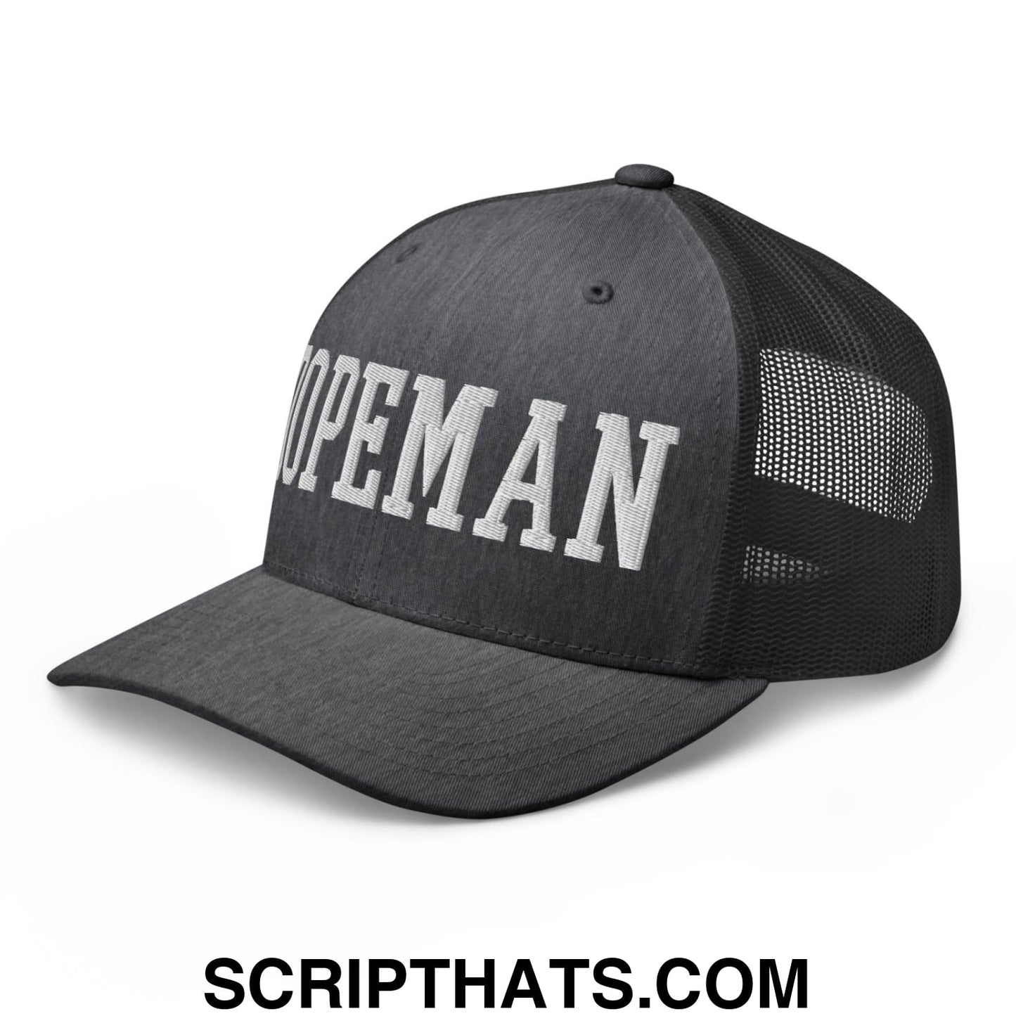 Dopeman Embroidered Mesh Trucker Hat Dark Heather Gray