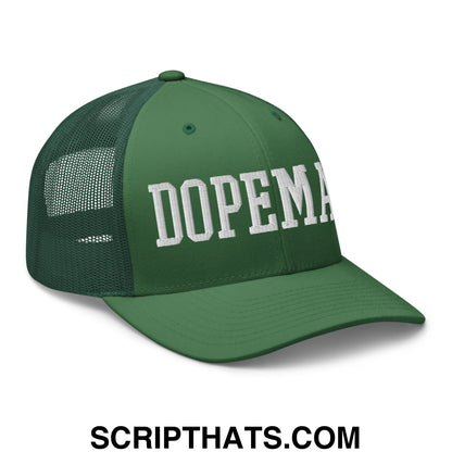 Dopeman Embroidered Mesh Trucker Hat Evergreen