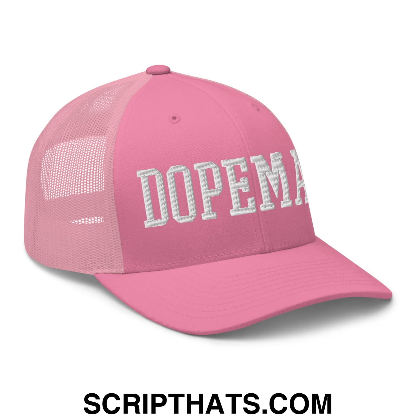 Dopeman Embroidered Mesh Trucker Hat Pink