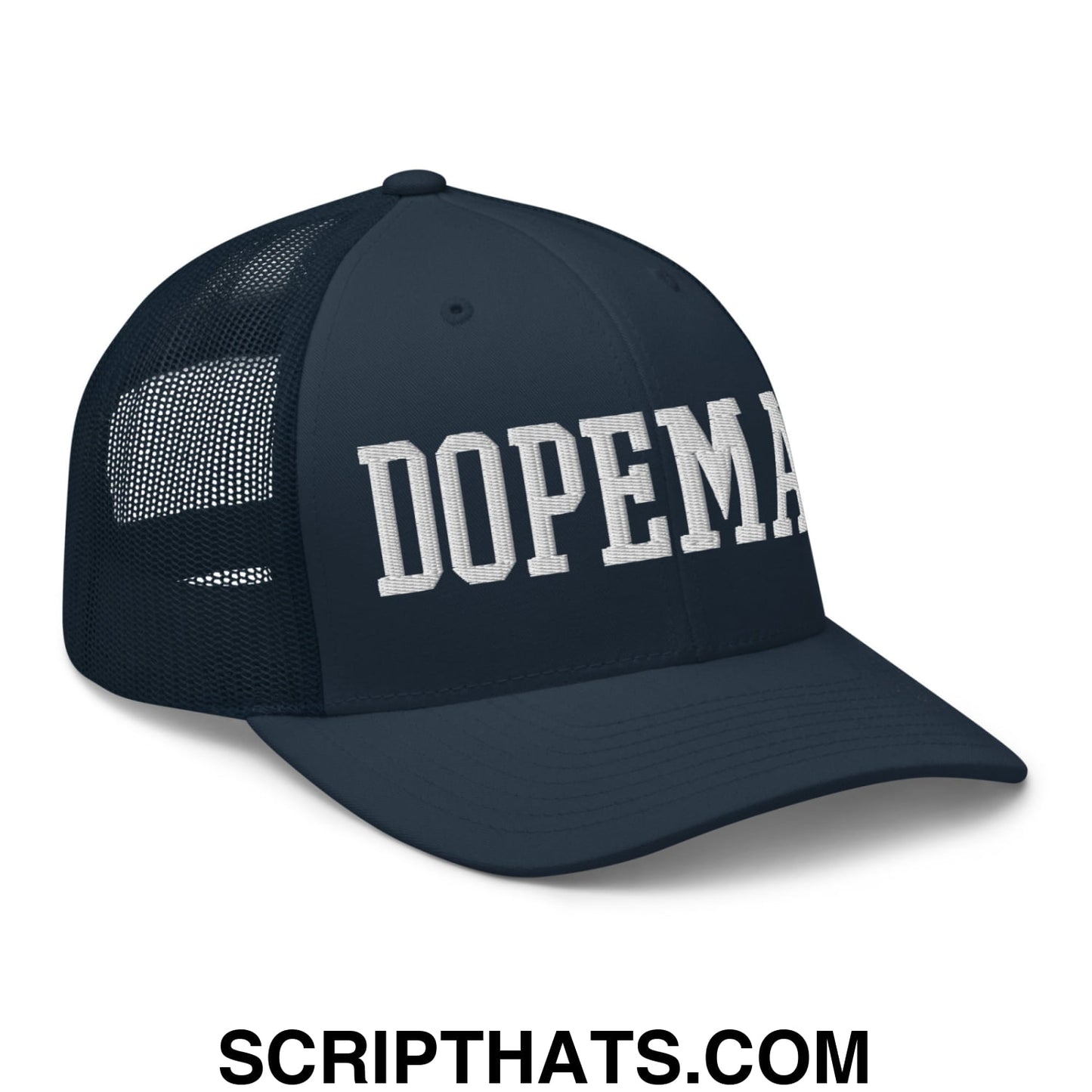 Dopeman Embroidered Mesh Trucker Hat Navy