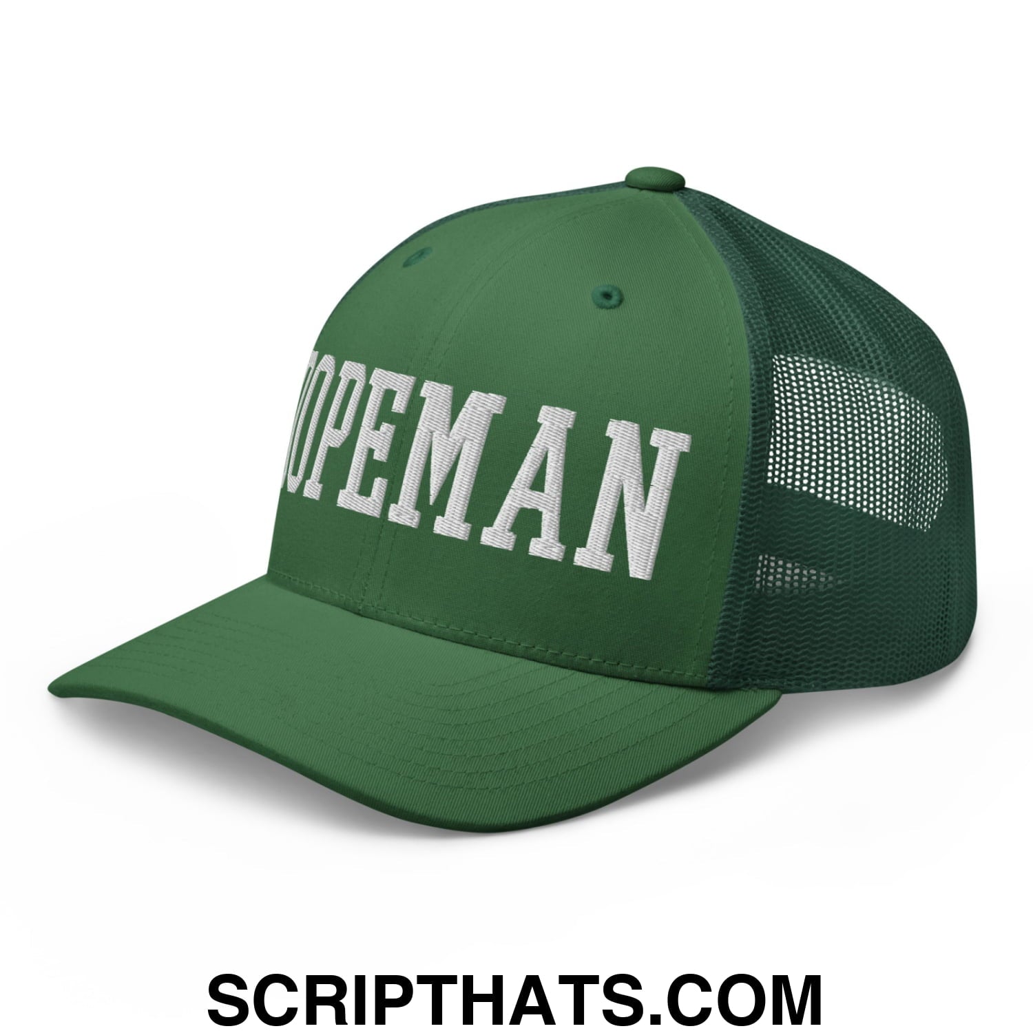 Dopeman Embroidered Mesh Trucker Hat Evergreen