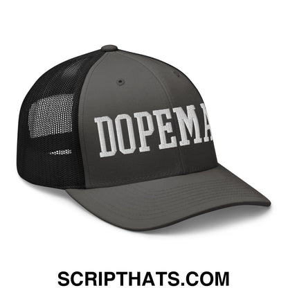 Dopeman Embroidered Mesh Trucker Hat Charcoal Black