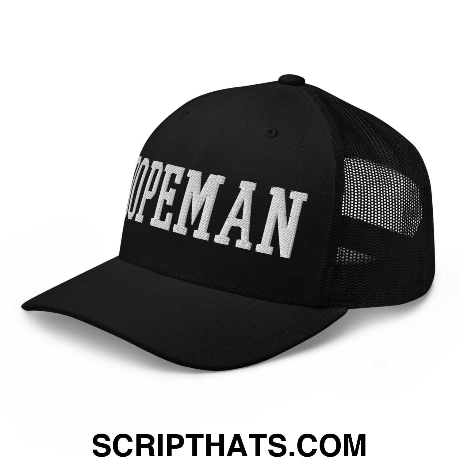 Dopeman Embroidered Mesh Trucker Hat Black