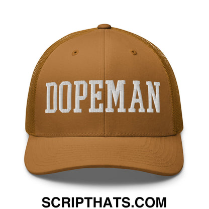 Dopeman Embroidered Mesh Trucker Hat Caramel