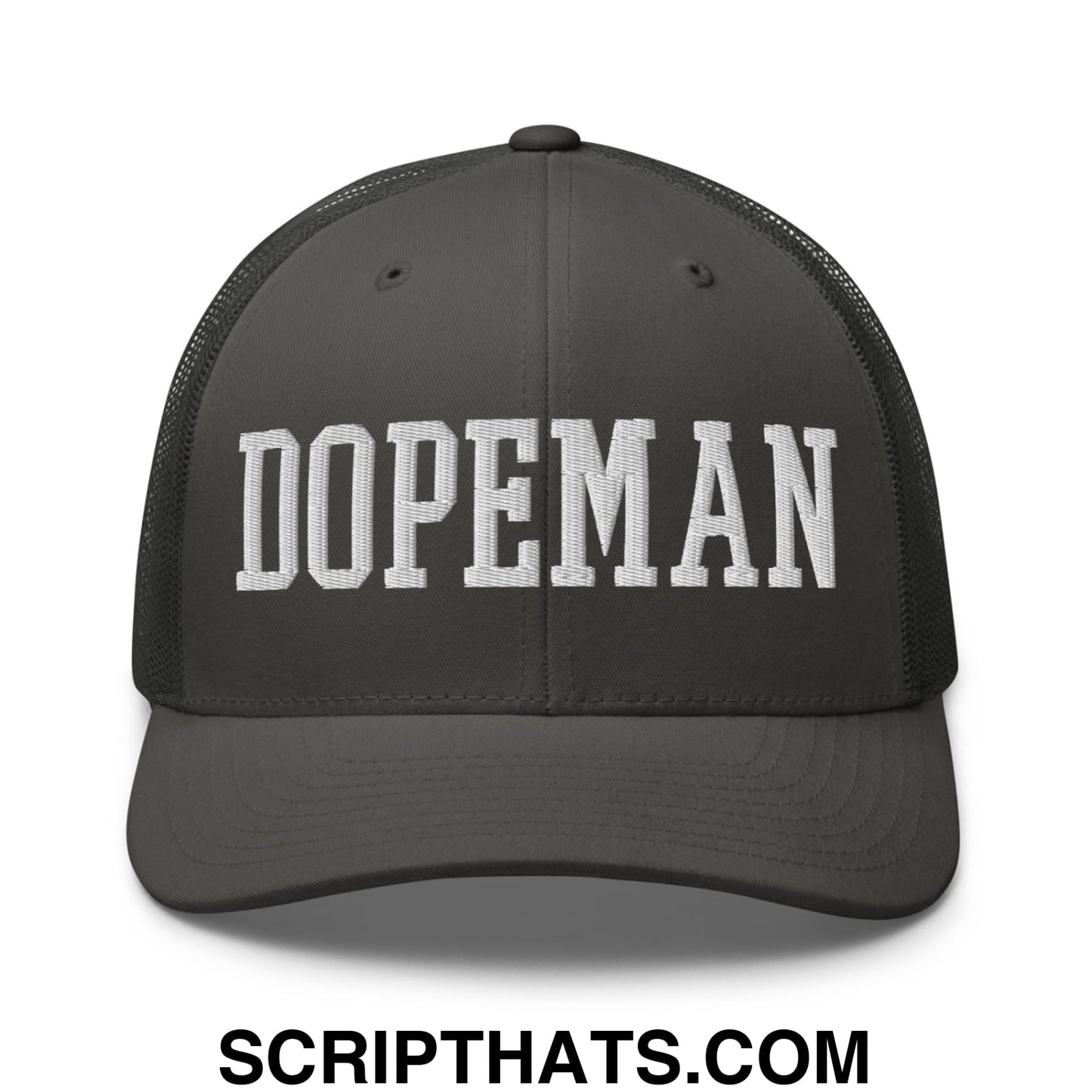 Dopeman Embroidered Mesh Trucker Hat Charcoal
