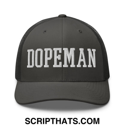Dopeman Embroidered Mesh Trucker Hat Charcoal