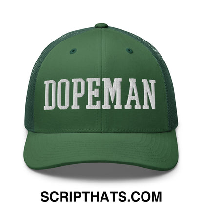 Dopeman Embroidered Mesh Trucker Hat Evergreen