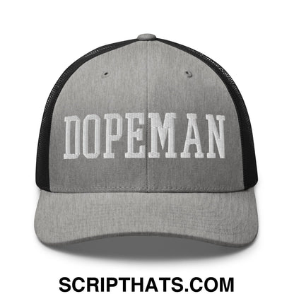 Dopeman Embroidered Mesh Trucker Hat Heather Black