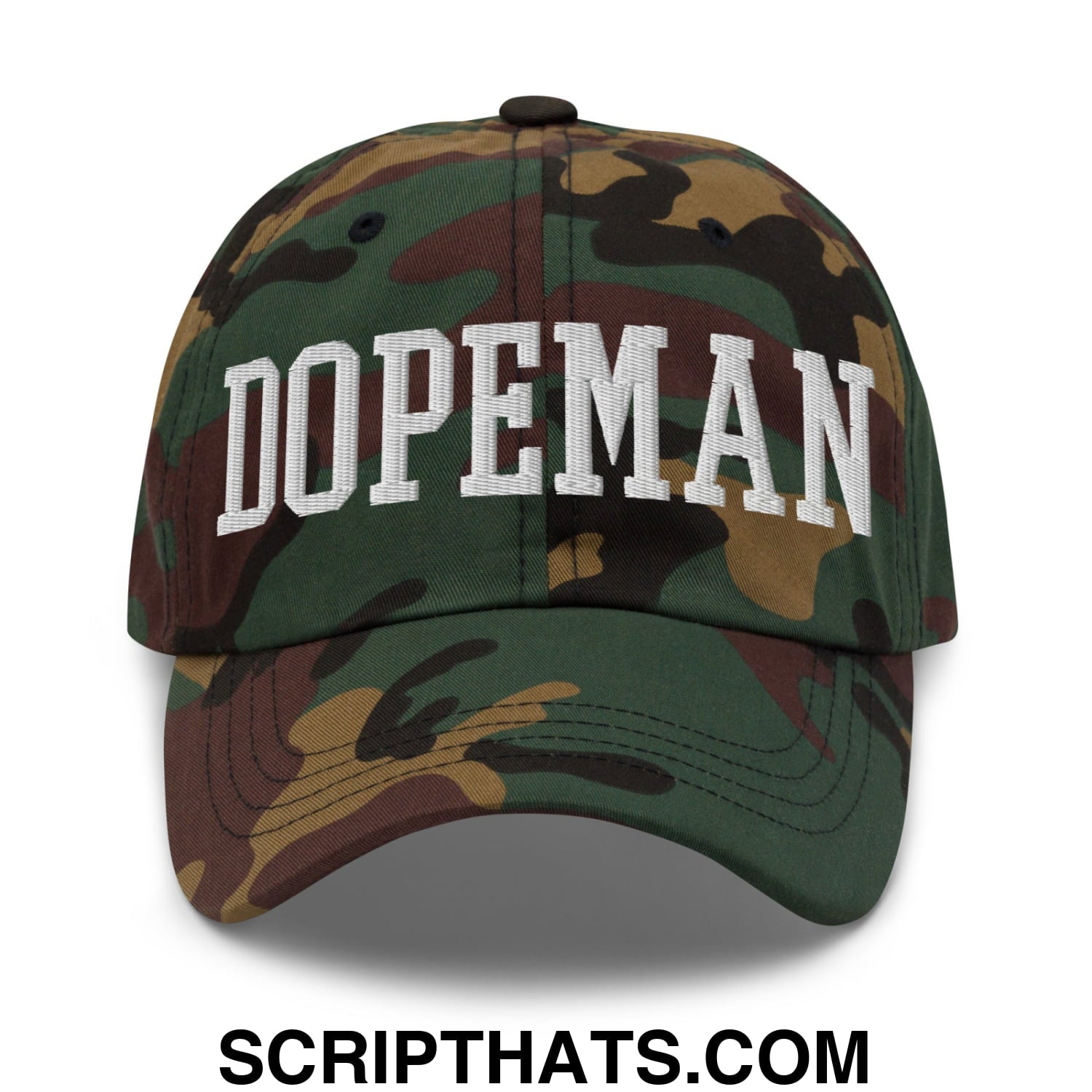 Dopeman Embroidered Unstructured Dad Hat Green Camo