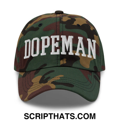 Dopeman Embroidered Unstructured Dad Hat Green Camo