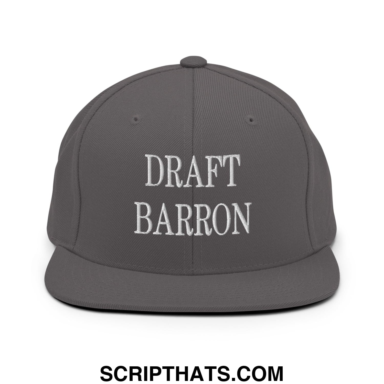 Draft Barron Embroidered Flat Bill Brim Snapback Hat Dark Grey