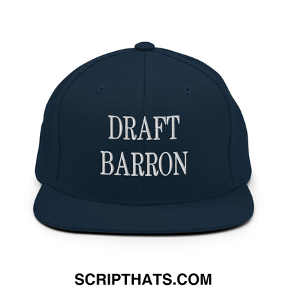 Draft Barron Embroidered Flat Bill Brim Snapback Hat Dark Navy