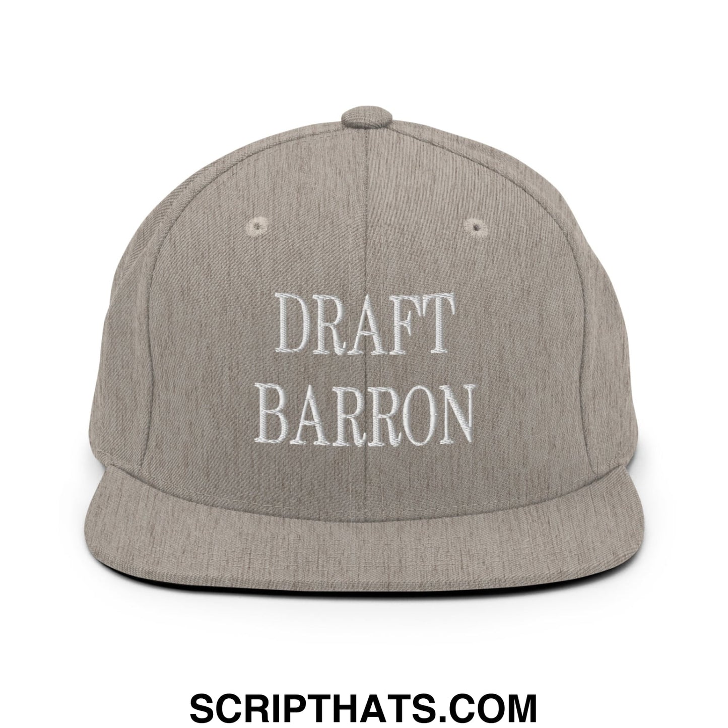 Draft Barron Embroidered Flat Bill Brim Snapback Hat Heather Grey